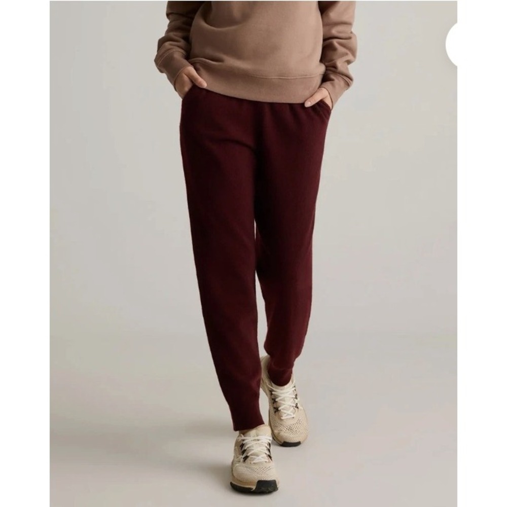 Quince Burgundy 100% Mongolian Cashmere Jogger Sweatpants Women Medium NWT